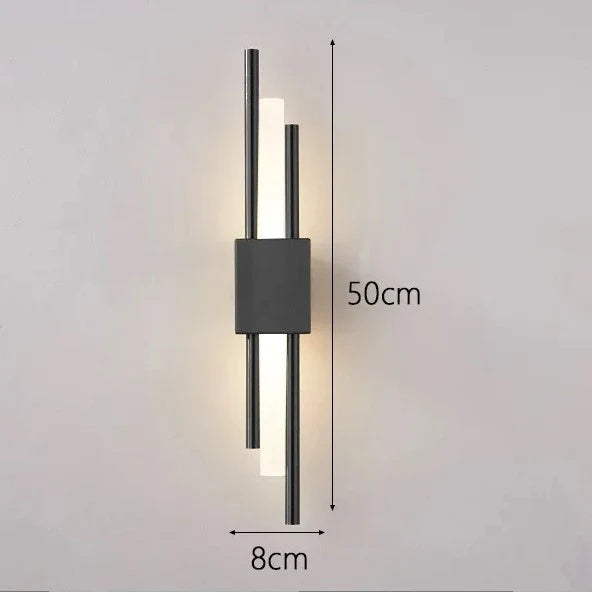 Afralia™ Modern Acrylic Pipe LED Wall Sconce Light for Room Decor, Black & Gold Iron Art