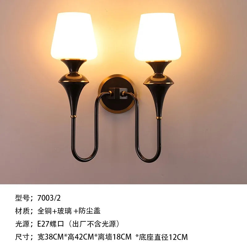 Afralia™ Copper Glass LED Wall Sconce, Black/Gold Luxury Minimalist for Living Room & Bedroom