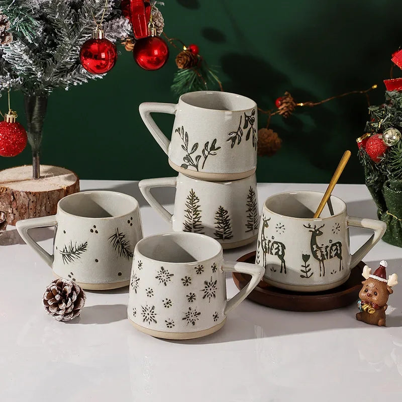 Afralia™ Retro Ceramic Elk Mug with Heat-Resistant Handle for Home & Office