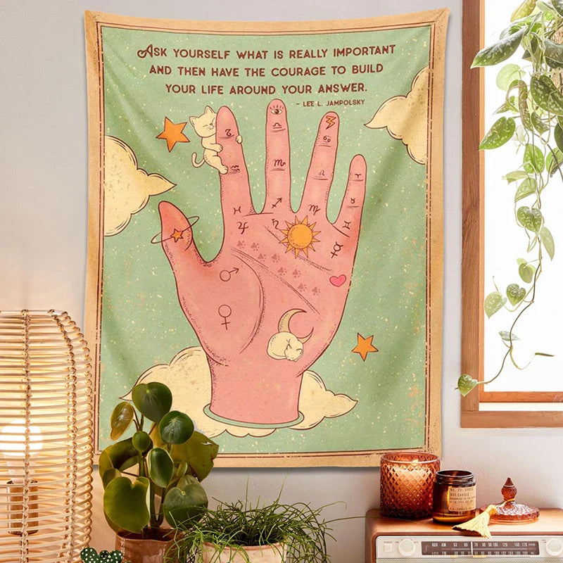 Afralia™ Tarot Palmistry Tapestry Cat Sun Moon Witchcraft Bohemian Hippie Home Decor