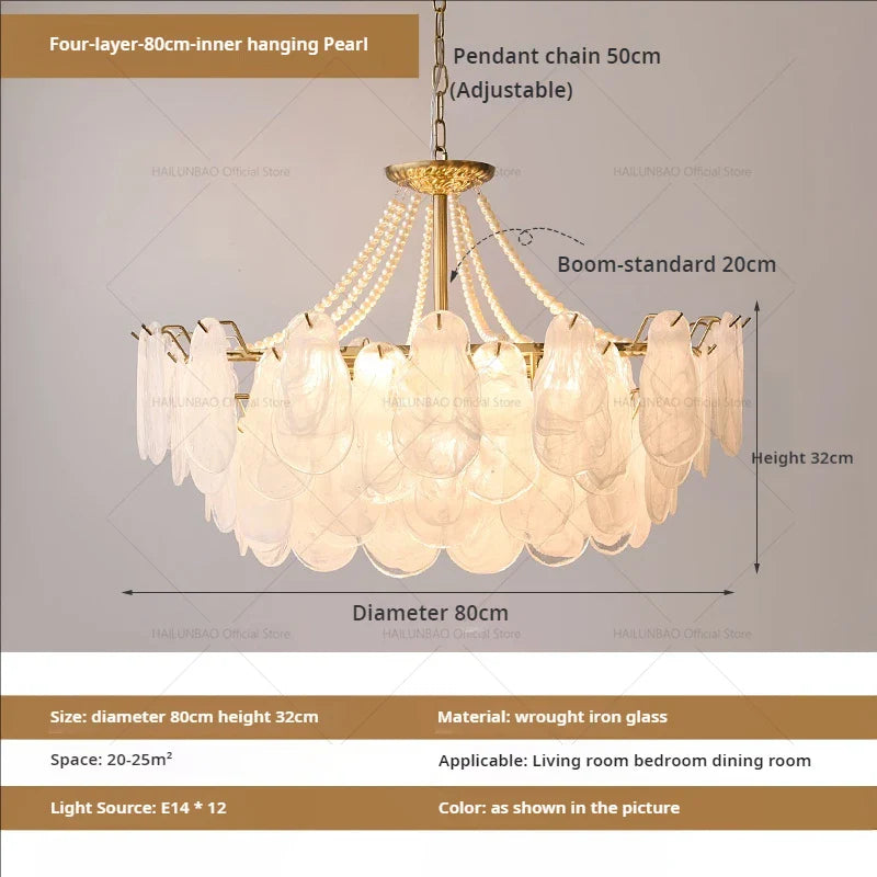 Afralia™ French Chandelier Garden Light with K9 Crystal | Elegant Pearl Shell Design