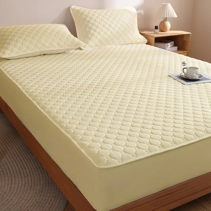 Afralia™ Waterproof Quilted Mattress Cover - Non-Slip Solid Color Bed Sheet