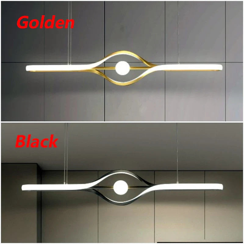 Afralia™ Modern Restaurant LED Chandelier in Black & Gold for Living Dining Kitchen