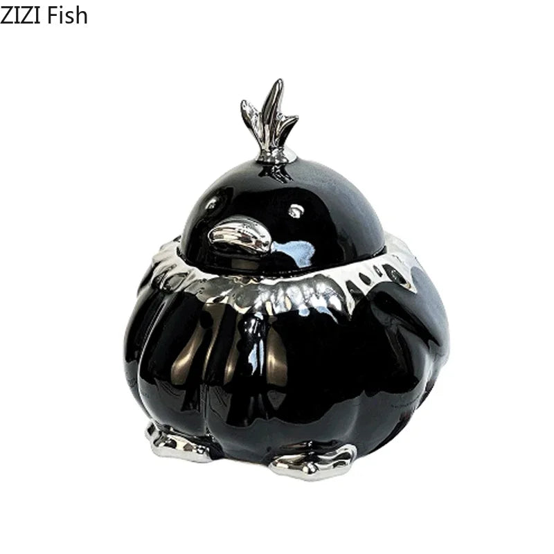 Afralia™ Duck Shaped Ceramic Ashtray with Lid - Windproof Smoking Accessories