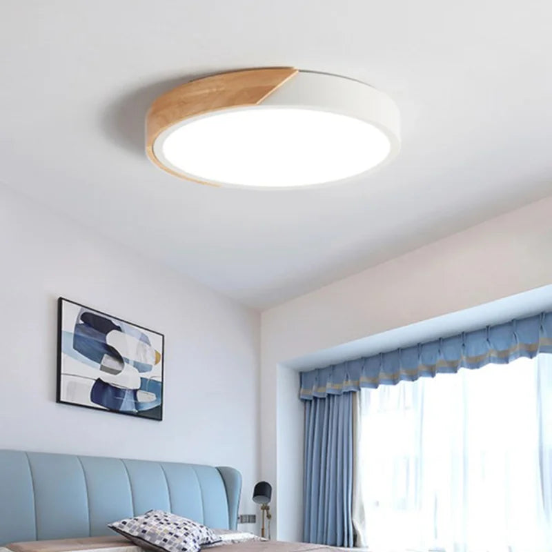 Afralia™ Macaron Nordic LED Ceiling Light: Rubber Wood Lamp for Living Room, Bedroom, Dining Room