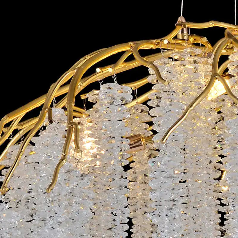 Afralia™ Crystal Pendant Light: Luxury Living Room Modern Golden Branch Chandelier