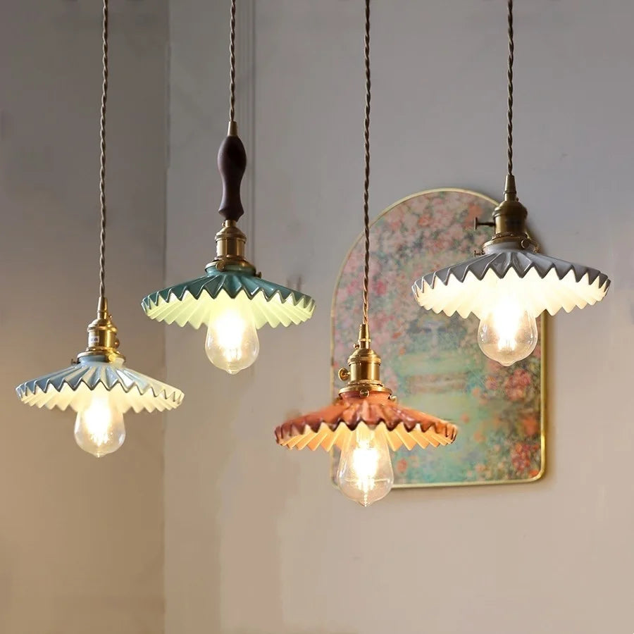 Afralia™ Walnut LED Pendant Lamp Living Room Bedroom Restaurant Nordic Modern