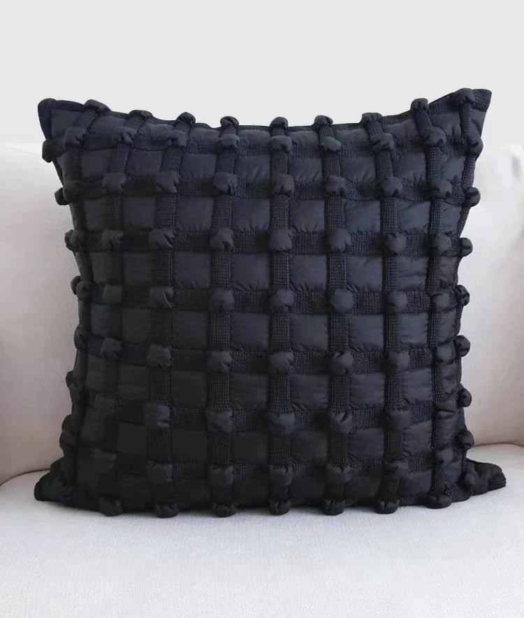 Afralia™ Geometric Plaid Woven Cushion Cover - Black and White Crochet Pillow Case