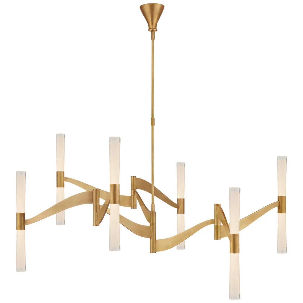 Afralia™ LED Brass Glass Chandelier | Modern Luxury Dining Room Ceiling Light