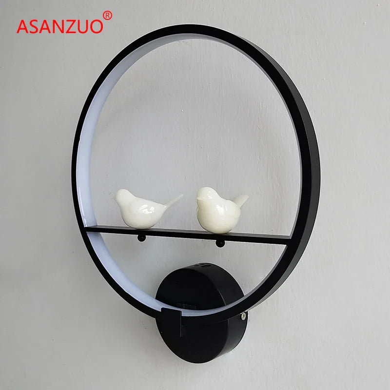 Afralia™ Nordic Bird Resin LED Wall Lamp, Modern Aluminum Design in Black/White for Living Room