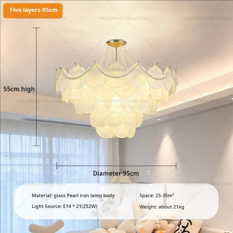 Afralia™ Pearl Feather Crystal Chandelier: French Romantic Lighting for Superior Living & Bedroom