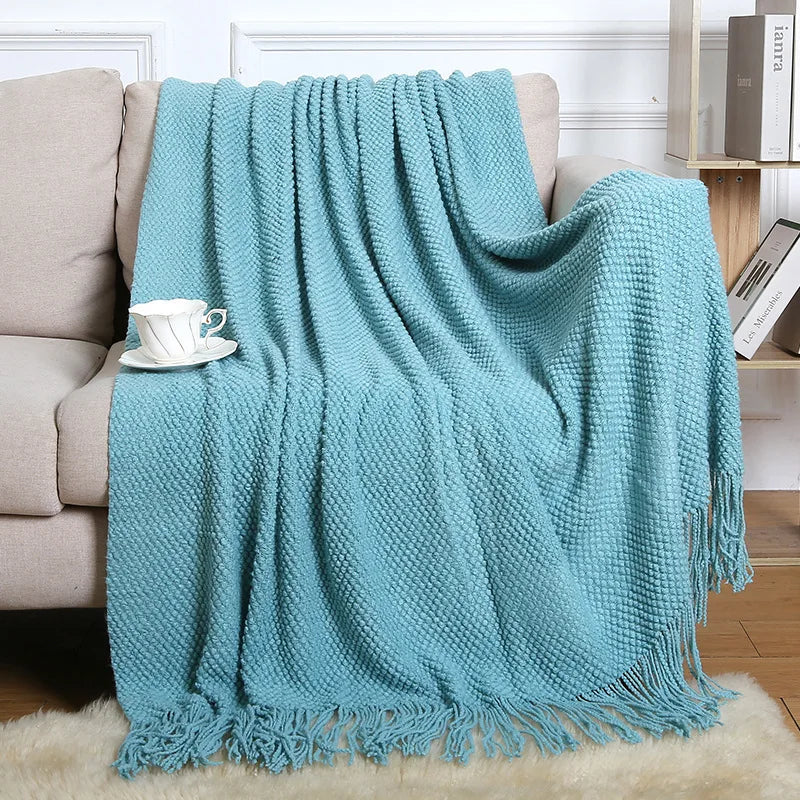 Afralia™ Nordic Faux Cashmere Tassel Blanket for All Seasons