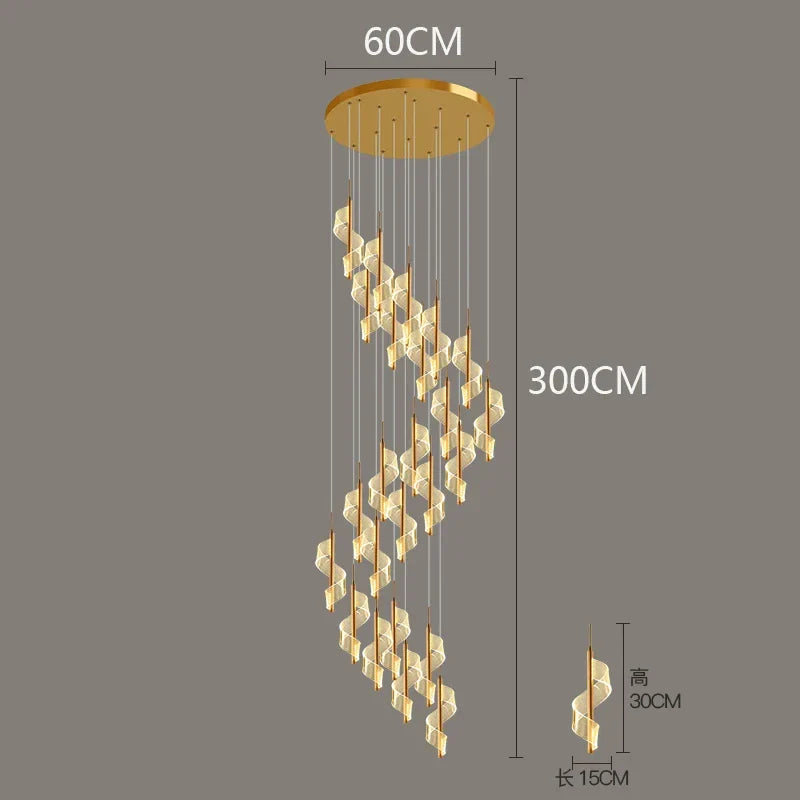 Afralia™ LED Spiral Staircase Chandelier | Luxury Duplex Nordic Light for Living Room & Villa