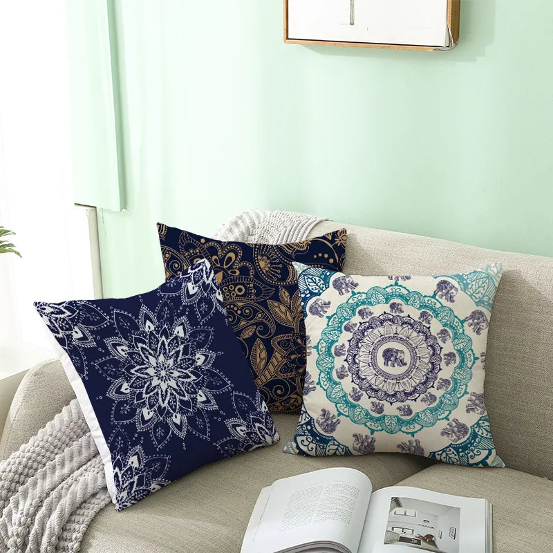 Afralia™ Geometric Square Pillowcase Ethnic Retro Sofa Pillow Cover 45x45cm Home Decor