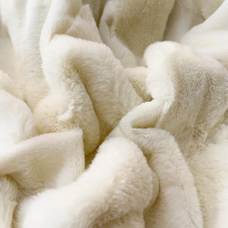 Afralia™ Plush Faux Rabbit Fur Velvet Bedding Set - Full Queen King Size