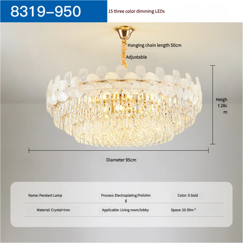 Afralia™ French Flower Crystal Chandelier: Elegant Living Room Ceiling Lamp