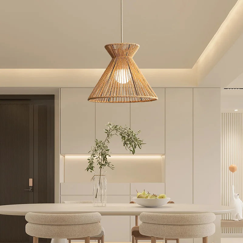 Afralia™ Hand-Woven Hemp Rope Pendant Lamp: Retro Kitchen Island Hanging Light