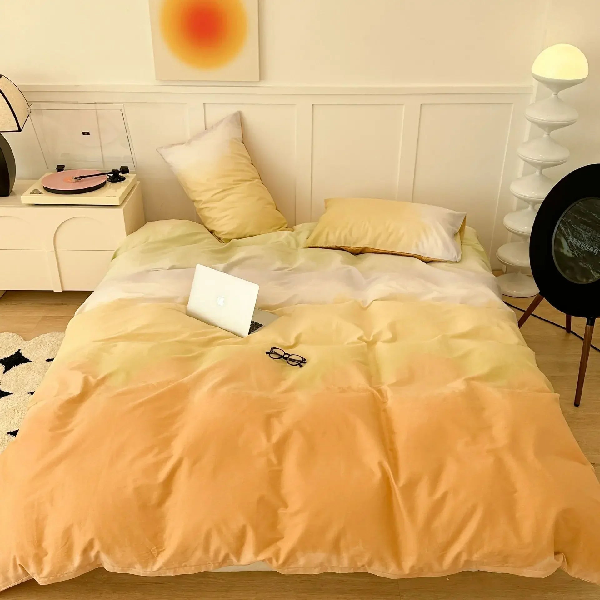 Afralia™ Soft Gradient Print Bedding Set for Student Dorm Home - Nordic Style Sleep Naked Bedclothes