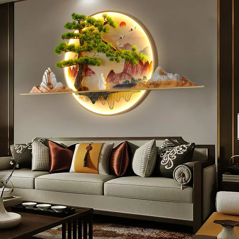 Afralia™ Landscape LED Wall Light: Modern Chinese Mural Sconce for Home Decor