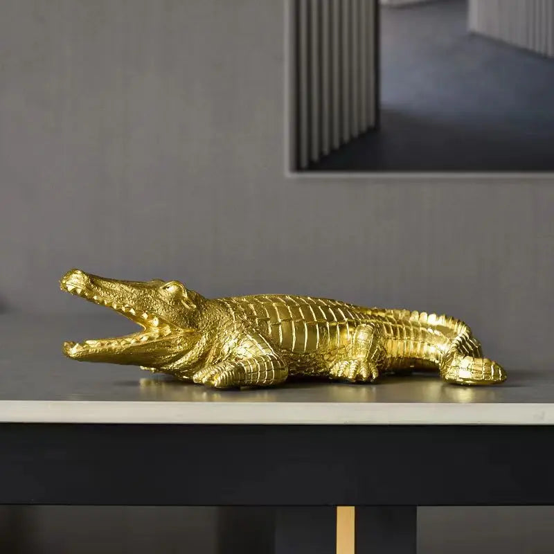 Afralia™ Crocodile Wildlife Sculpture Statue Decor for Home Interiors & Desk Display