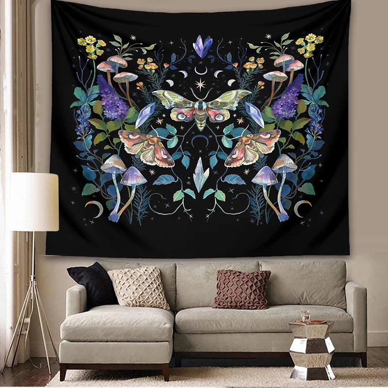 Afralia™ Celestial Botanical Tapestry Wall Hanging - Starry Sky Dorm Decor