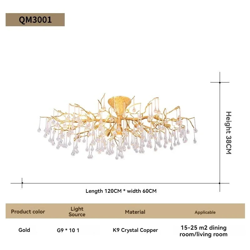 Afralia™ Vintage Copper Ceiling Crystal Chandelier for Dining Kitchen Living Room