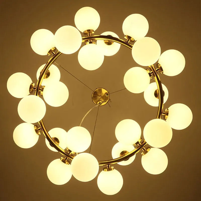 Afralia™ Modern Gold Magic Bean Glass Ball Pendant DNA Molecular Light Fixtures