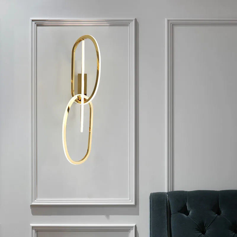 Afralia™ Gold LED Wall Sconce Dimmable Lighting Fixture Polished Steel Modern Luminarias