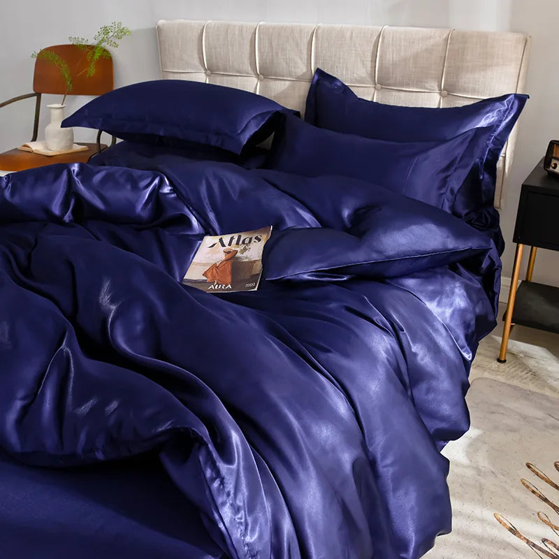 Afralia™ Ice Rayon Satin Bedding Set: Cooling, Soft, Summer Comfort for Twin-Double Bed