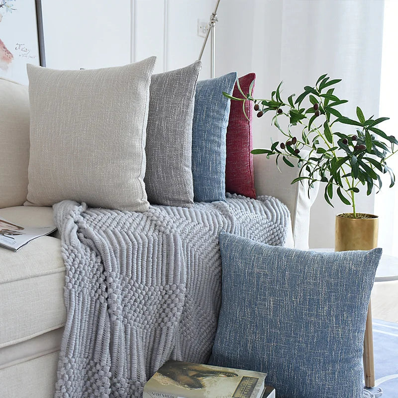 Afralia™ Linen Cotton Throw Pillowcase 100% Polyester Cushion Cover for Home Decor