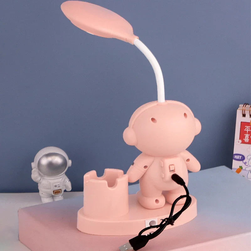 Afralia™ Astronaut Study Desk Lamp with Pencil Sharpener - Cute, Flexible & Color Adjustable