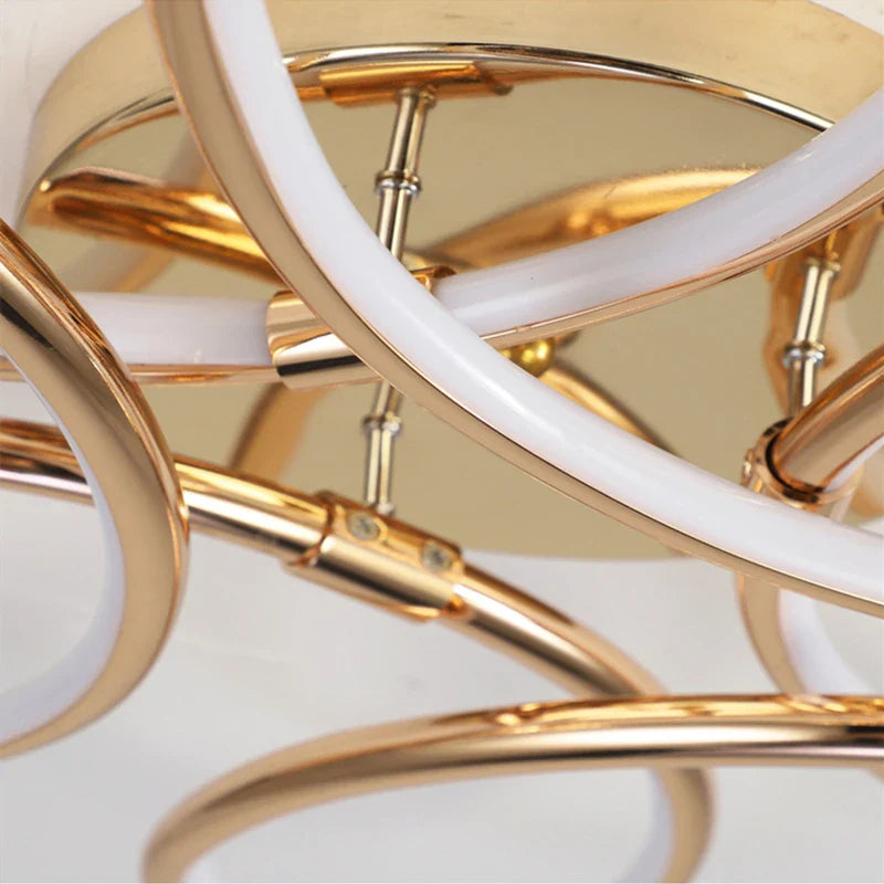 Afralia™ Golden Aluminum Ceiling Lights for Living Bedroom Kitchen Children's Room