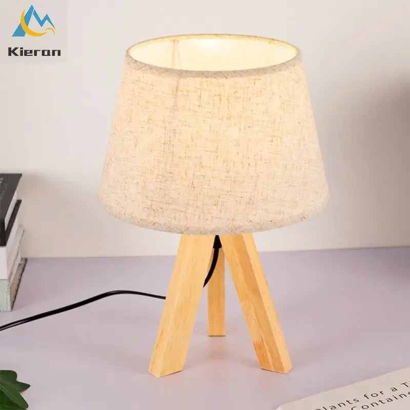 Afralia™ Solid Wood LED Table Lamp for Bedroom Hotel Living Room Decor