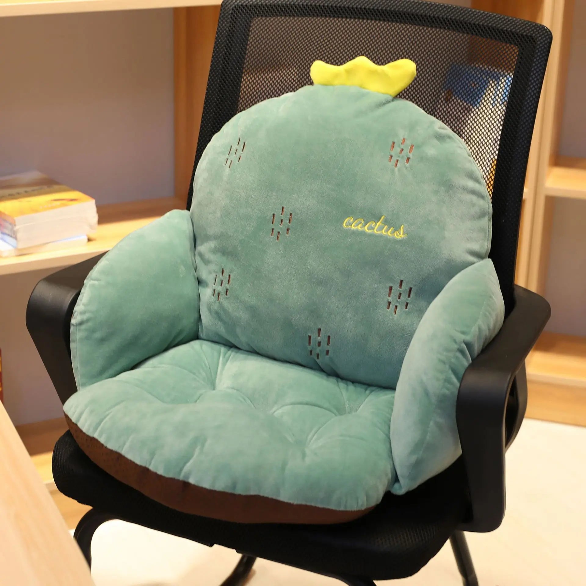 Afralia™ Pink Cartoon Animal Plush Office Chair Cushion Supports Lumbar - Soft Comfort Office Pillows