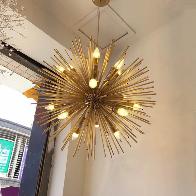 Afralia™ Metal Pendant Lamp Hanging Light: Dandelion Chandelier with E14 Bulb Slots