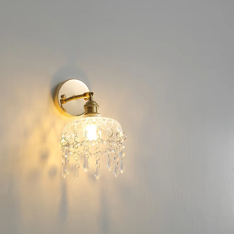 Afralia™ Rotatable Clear Glass LED Wall Lamp with Pull Chain Switch