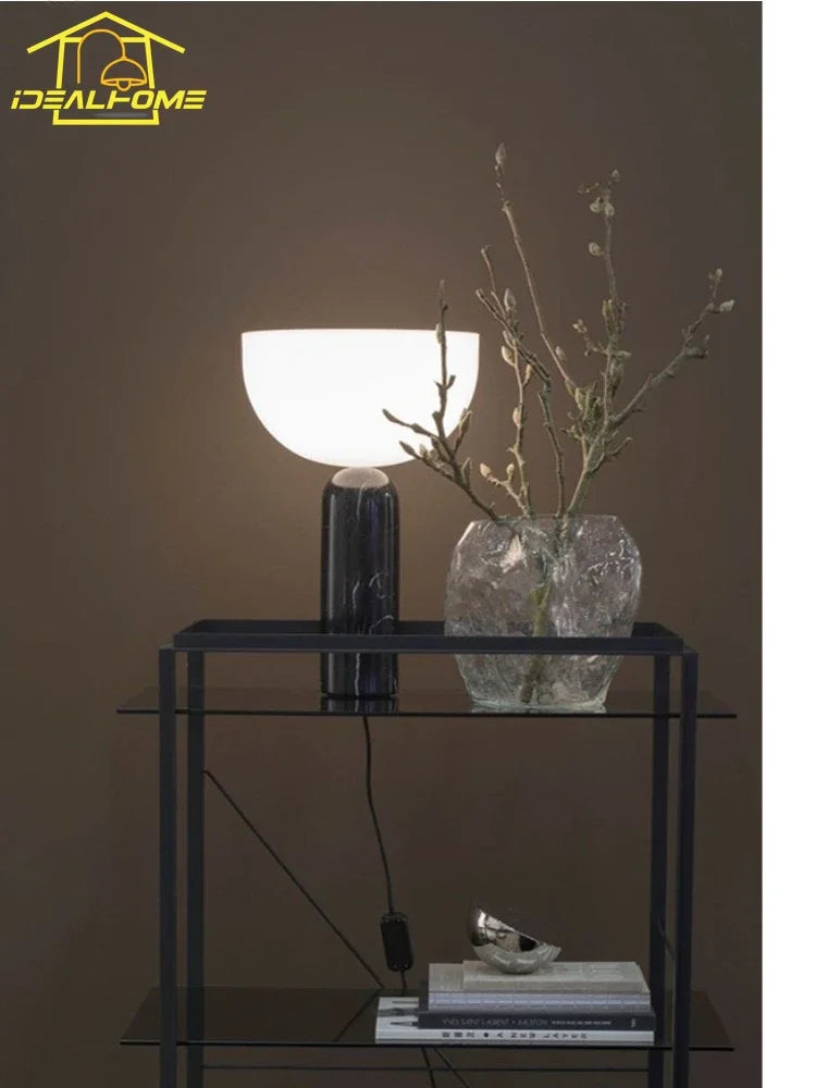 Afralia™ Mushroom Table Lamp LED Marble Light Fixtures Minimalist Modern Home Decor