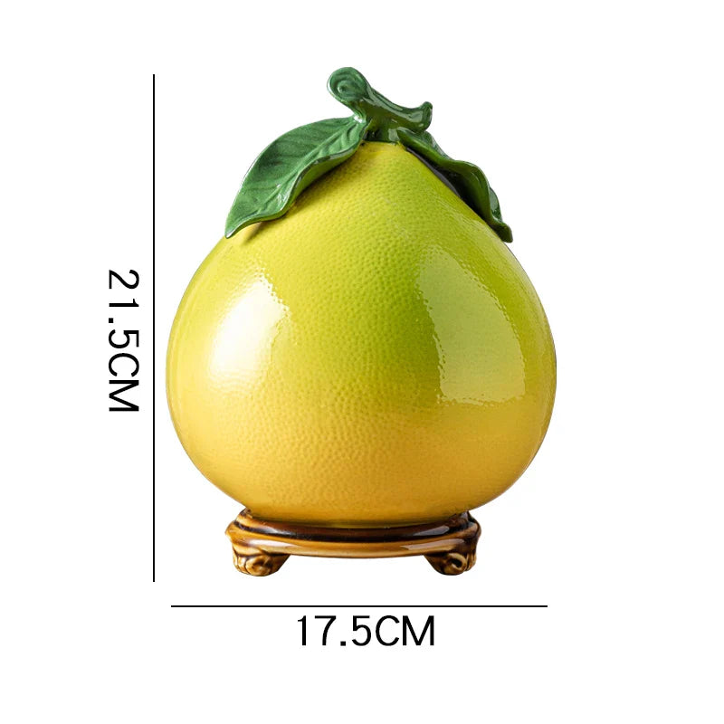Afralia™ Ceramic Tea Canister Pomelo Orange Fruit Storage Tank Home Decoration