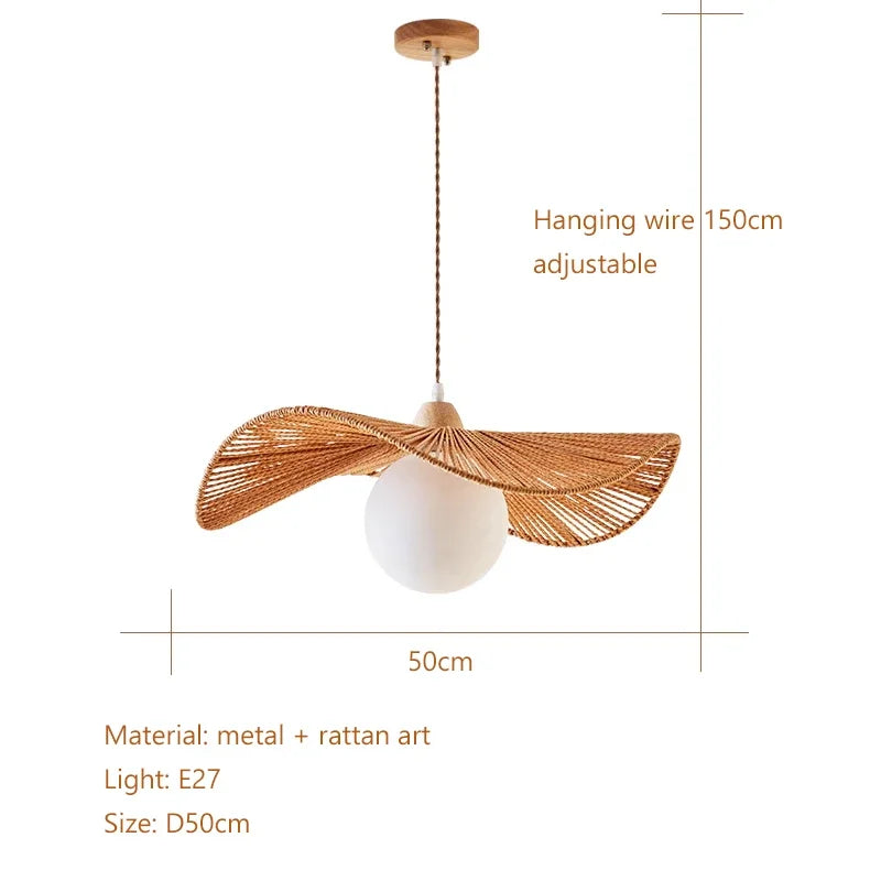 Afralia™ Rattan Chandelier: Nordic Minimalist Wabi Sabi LED Pendant Lamp for Home Décor