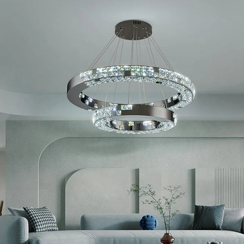 Afralia™ Luxury Crystal Pendant Chandelier with LED Lights for Dining, Bedroom, and Living Room