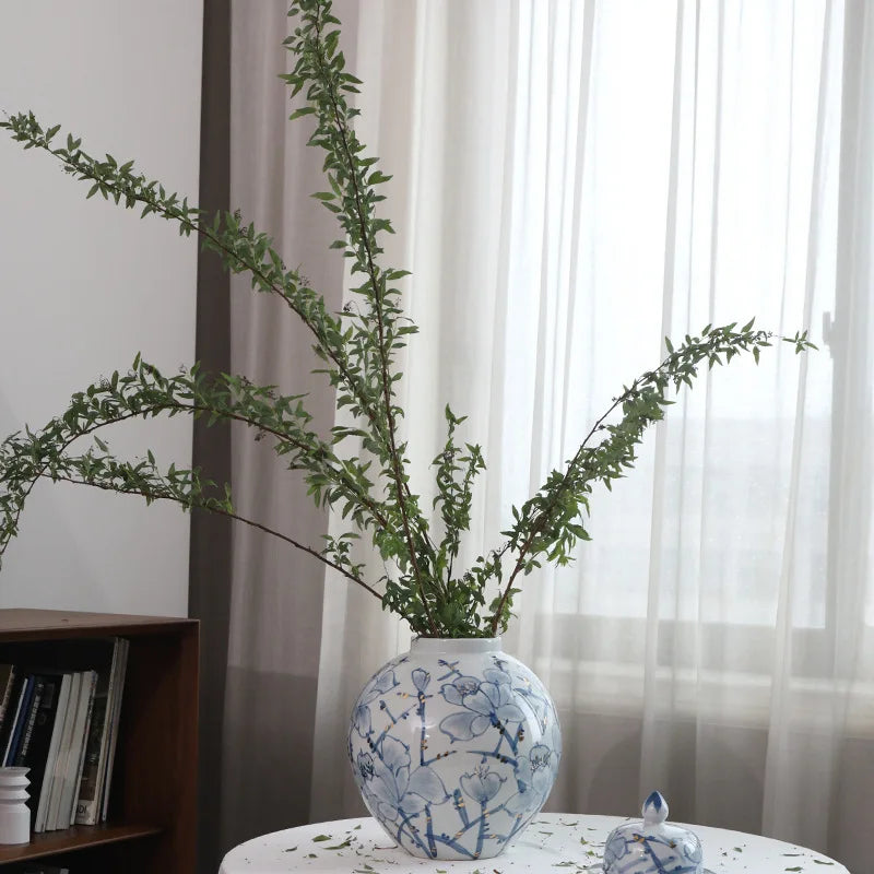 Afralia™ Blue and White Porcelain Ceramic Vase for Stylish Home Decor