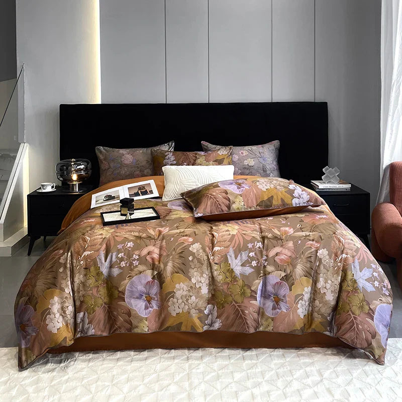 Afralia™ Vintage Plant Flowers Bedding Set, 1000TC Egyptian Cotton, Oil Painting Style