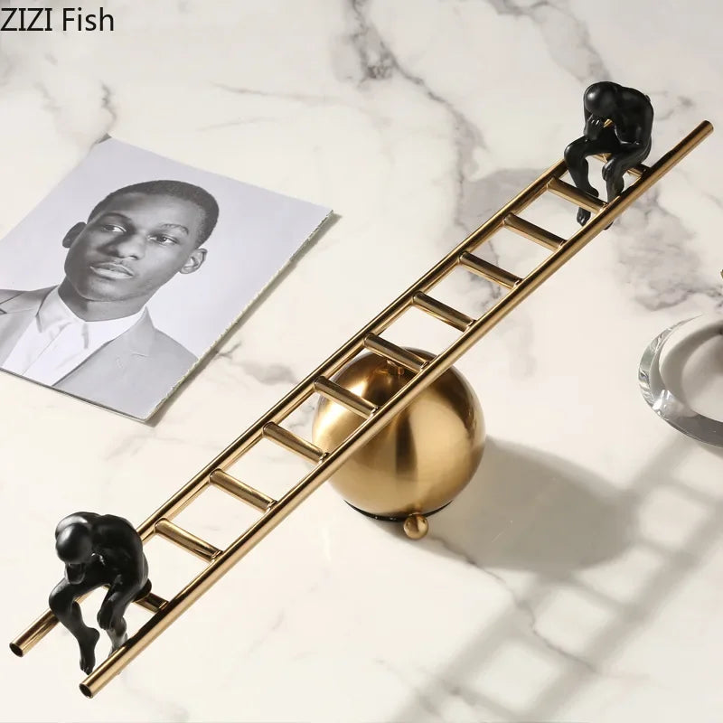 Afralia™ Thinker Figure Sculpture Alloy Desk Ornament Modern Home Decor
