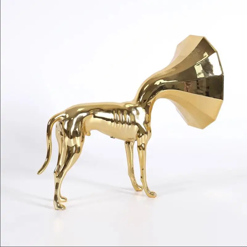 Afralia™ Abstract Golden Trumpet Dog Sculpture Home Decor Simulated Animal Figurine
