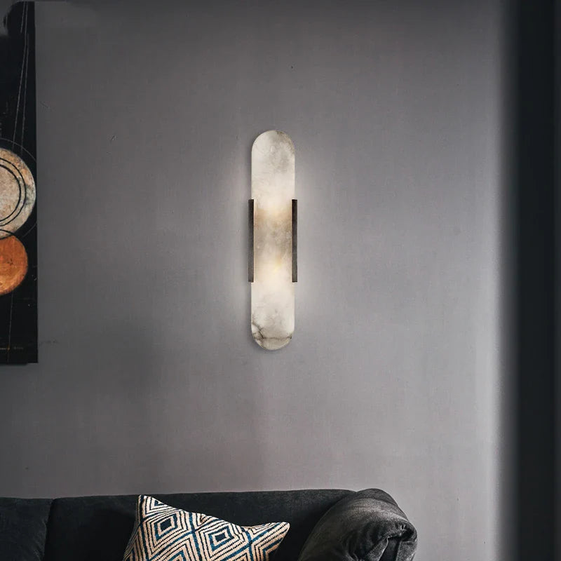 Afralia™ Nordic Copper Wall Sconce with Marble Lampshade LED Indoor Stair Light