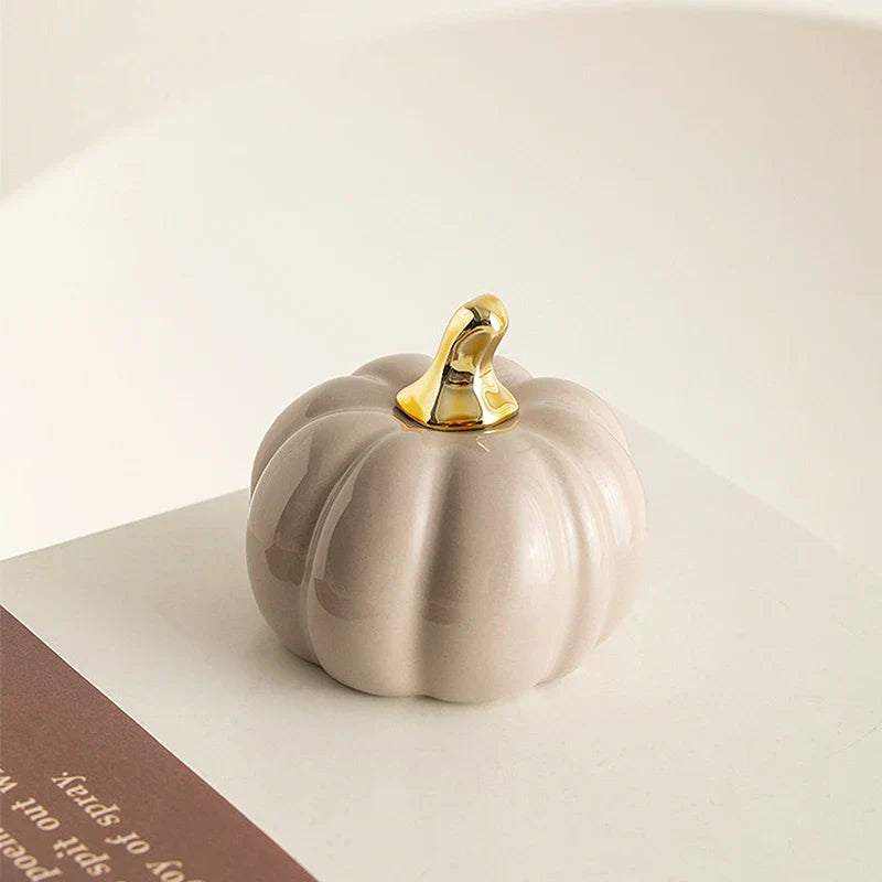 Afralia™ Handmade Ceramic Pumpkin Statue for Halloween Decor - Decorative Figurine