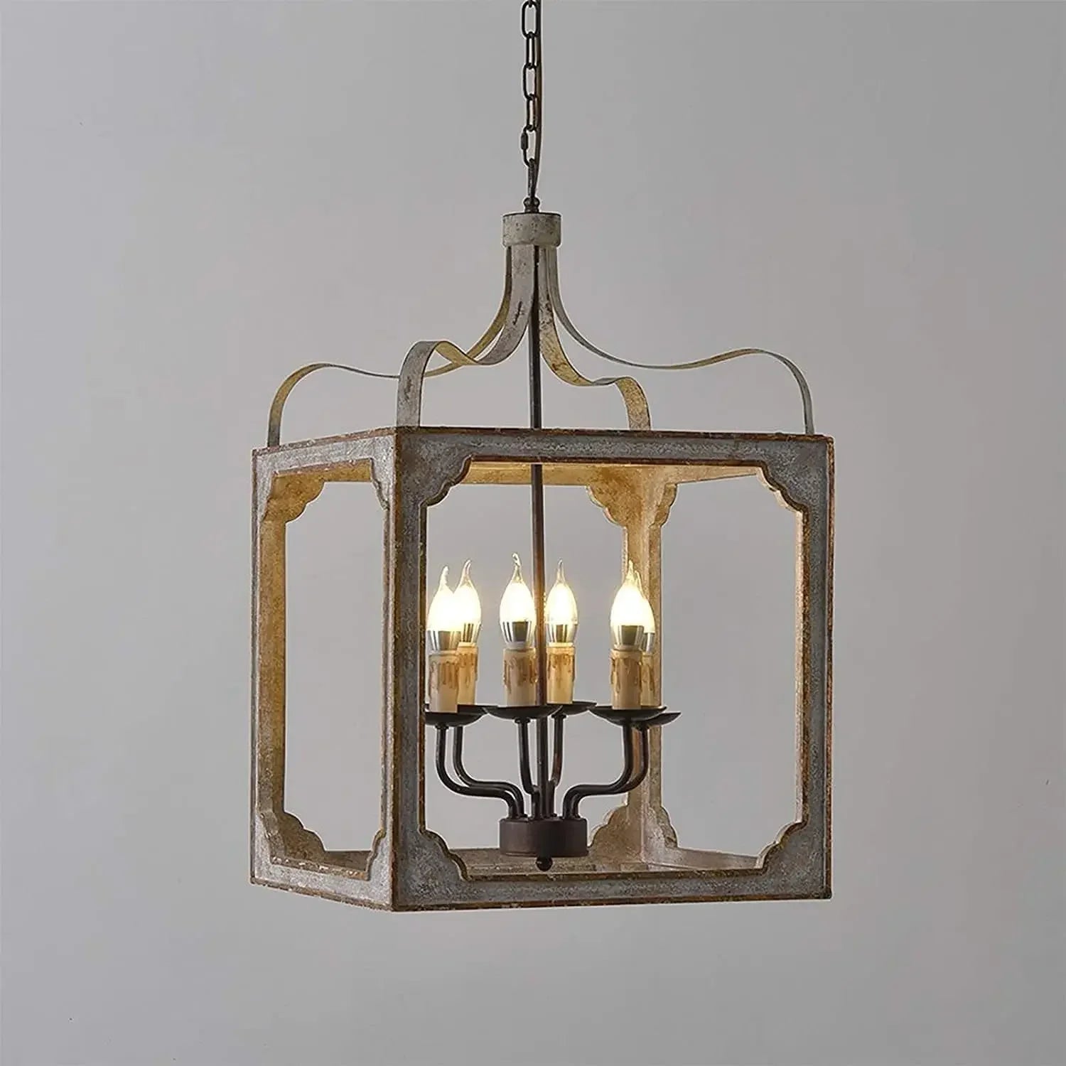 Afralia™ Vintage Gold Wooden Chandelier Suspension Lighting for Kitchen and Living Room