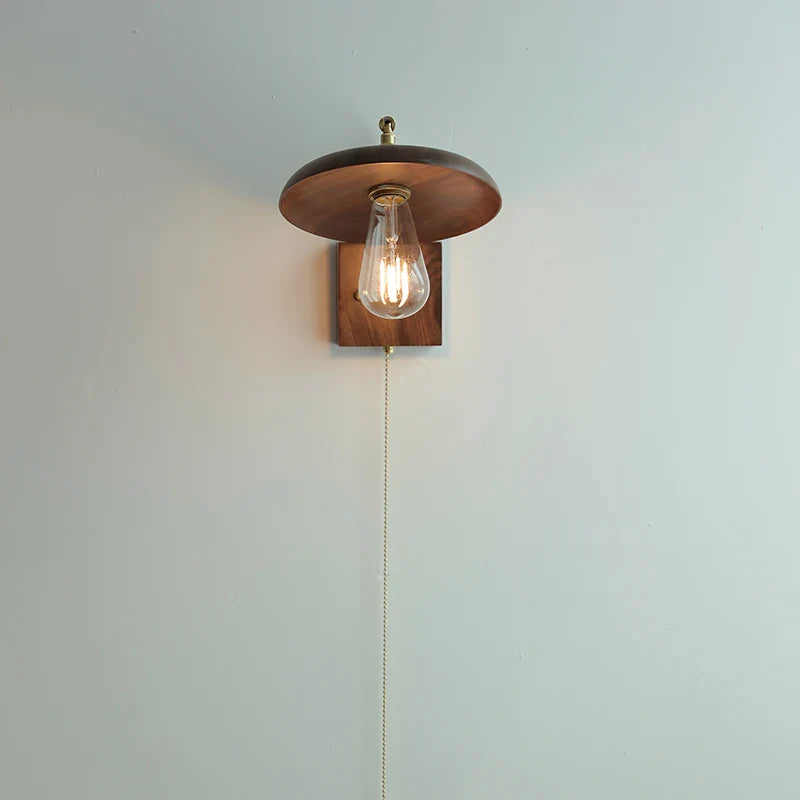 Afralia™ Vintage Copper LED Wall Light Sconce with Pull Chain Switch Rotation