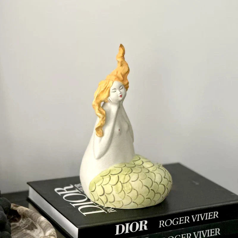 Afralia™ Mermaid Woman Sculpture Handmade Decorative Figurines Home Decor Ornament