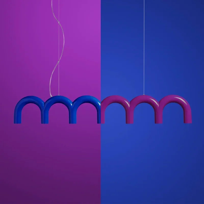 Afralia™ Metal Macaron Arch Chandelier LED Lighting for Kitchen, Bar, Restaurant